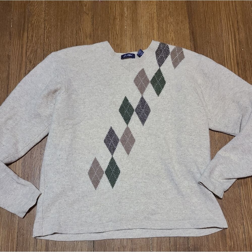 J Ashford Diamond Print Mens wool sweater Size 2xl